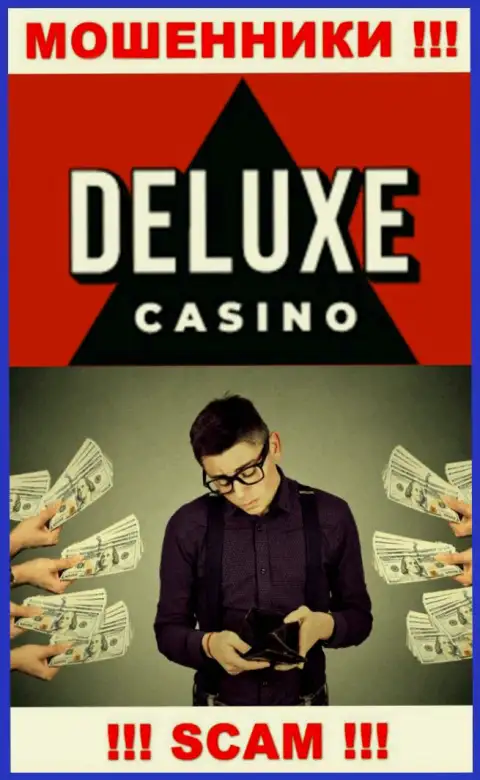 Если вдруг Вас раскрутили на финансовые средства в дилинговой организации Deluxe Casino, то присылайте жалобу, Вам попробуют помочь