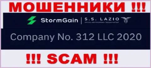 Рег. номер StormGain, который взят с их официального сайта - 312 LLC 2020