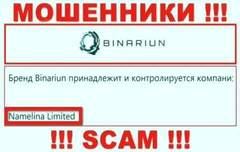 Вы не сможете уберечь свои вклады работая с организацией Binariun Net, даже если у них имеется юридическое лицо Namelina Limited