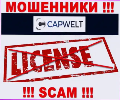 Совместное взаимодействие с мошенниками КапВелт не принесет дохода, у указанных разводил даже нет лицензионного документа