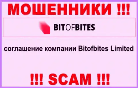 Юридическим лицом, владеющим интернет мошенниками Bit Of Bites, является Bitofbites Limited