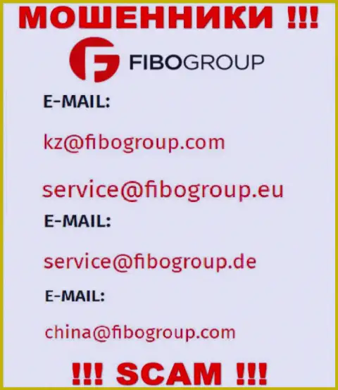 Электронный адрес, который мошенники Fibo Forex опубликовали на своем официальном сайте