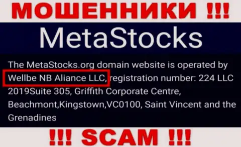 Юридическое лицо организации MetaStocks - это Wellbe NB Aliance LLC, инфа взята с официального информационного сервиса