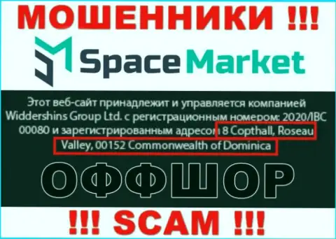 Не рекомендуем сотрудничать, с такого рода интернет-кидалами, как контора Space Market, так как сидят себе они в офшоре - 8 Coptholl, Roseau Valley 00152 Commonwealth of Dominica