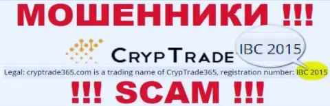 CrypTrade365 Com - это очередное кидалово !!! Номер регистрации этой конторы: IBC 2015
