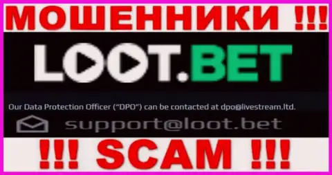 Связаться с интернет-ворами Loot Bet сможете по представленному электронному адресу (информация была взята с их сайта)