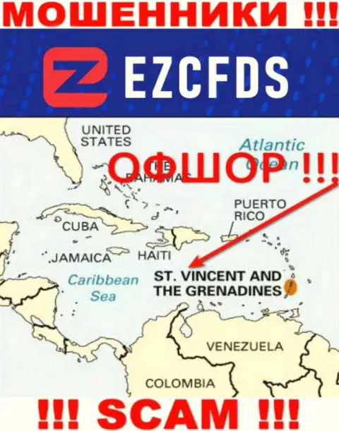 St. Vincent and the Grenadines - офшорное место регистрации ворюг EZCFDS Com, предоставленное на их онлайн-сервисе