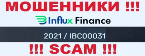 Рег. номер разводил ИнФлуксФинанс, предоставленный ими на их веб-портале: 2021/IBC00031