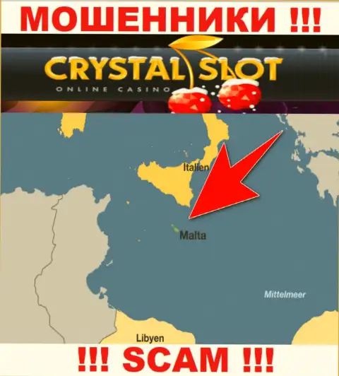 Мальта - именно здесь, в оффшорной зоне, пустили корни мошенники КристалСлот