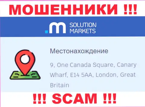На web-сайте Солюшн Маркетс нет правдивой инфы об официальном адресе регистрации компании - это ОБМАНЩИКИ !