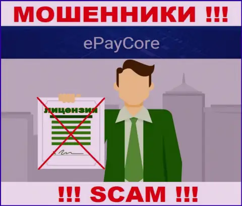 EPayCore - это мошенники ! На их информационном портале не показано разрешения на осуществление их деятельности
